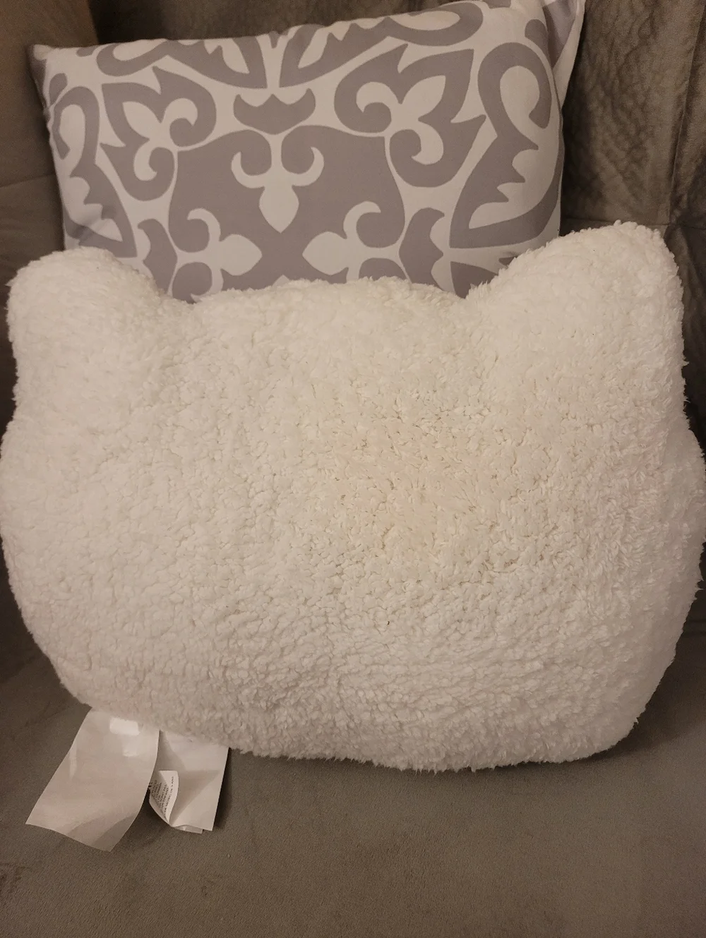 Hello Kitty Plush Face Pillow, White with Red Bows